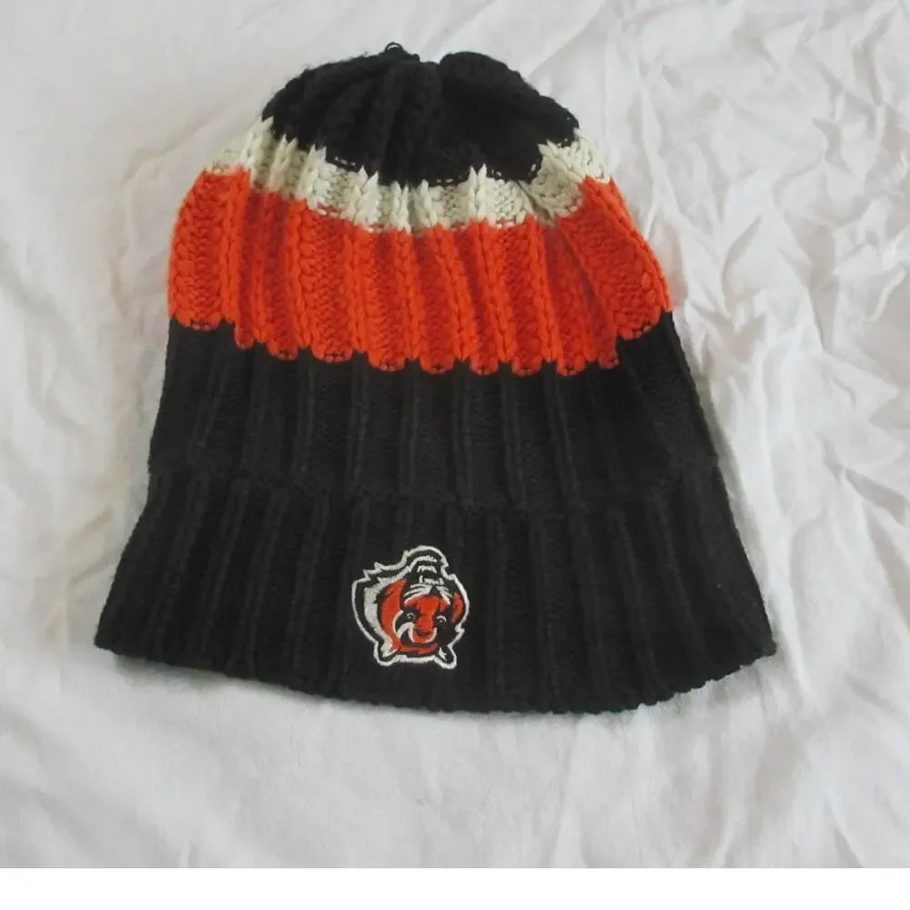 NFL Team Apparel Cincinnati Bengals OS Orange Black White Beanie Winter Hat